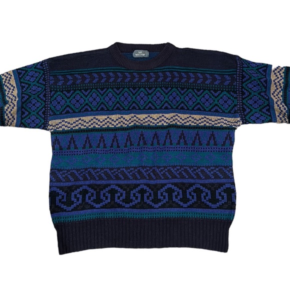 ⚡️SOLD⚡️Men’s Vintage Acrylic Long Sleeve Crew Neck Knit Sweater - Picture 2 of 4